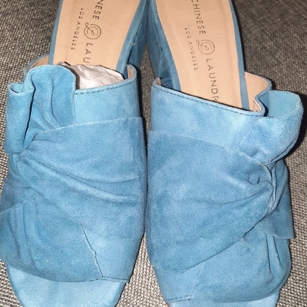 Denim blue mules